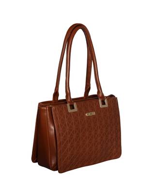 Esbeda Tan Color Solid Pattern Textured Handbag For Women 3