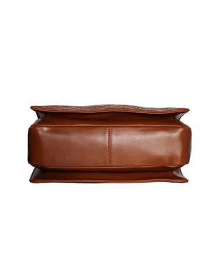 Esbeda Tan Color Solid Pattern Textured Handbag For Women 5