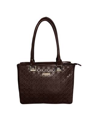 Esbeda Brown Color Solid Pattern Textured Handbag For Women 1