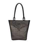 Esbeda Black Color Solid Pattern Glitter Emboss Hand bag For Women