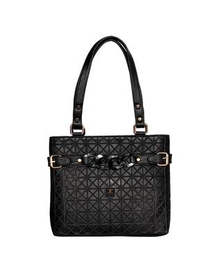 Esbeda Black Color Emboss Dotmatrix quilted Handbag For Women 3