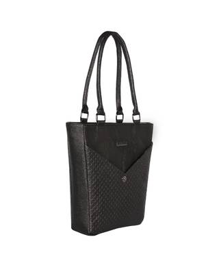Esbeda Black Color Solid Pattern Glitter Emboss Hand bag For Women 3