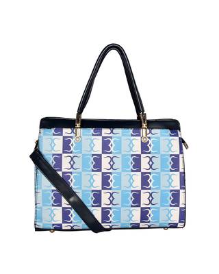Esbeda Blue Color Logo Print Handbag For Women 3