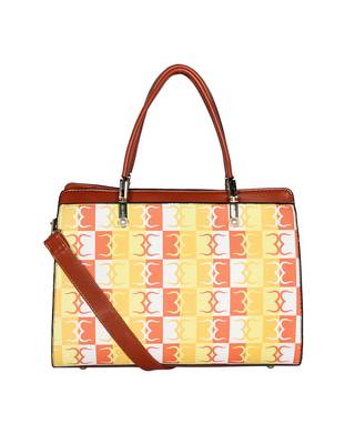 Esbeda Orange Color Logo Print Handbag For Women 3