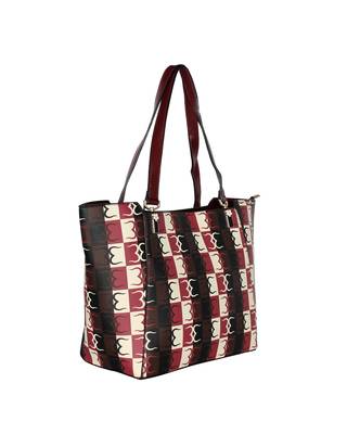 Esbeda Wine Red Color Logo Print Handbag For Women 10