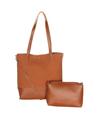 Esbeda Tan Color Solid Pattern Suede handbag with pouch For Women 1