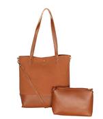 Esbeda Tan Color Solid Pattern Suede handbag with pouch For Women