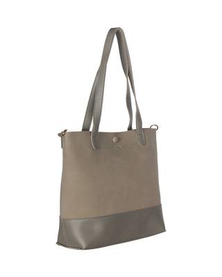 Esbeda Grey Color Solid Pattern Suede handbag with pouch For Women 4