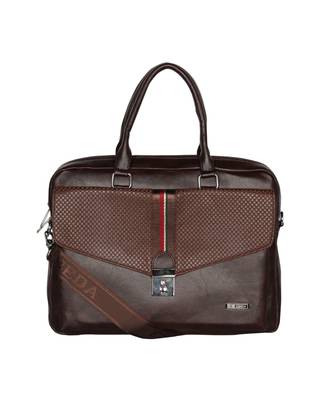 Esbeda Brown Color Big Size Strip Flap Laptop Bag 2