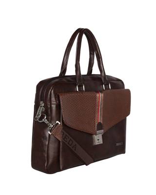 Esbeda Brown Color Big Size Strip Flap Laptop Bag 4