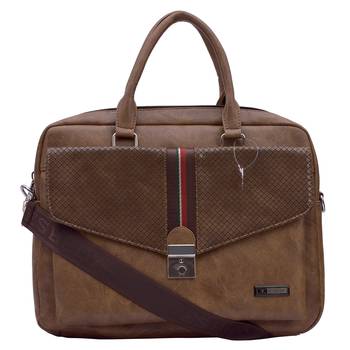 Esbeda Brown Color Big Size Clipart Flap Laptop Bag 1