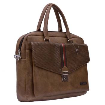 Esbeda Brown Color Big Size Clipart Flap Laptop Bag 5