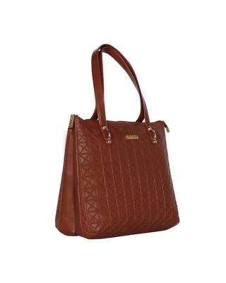 Esbeda Tan Color Embossed Textured Handbag For Women 10