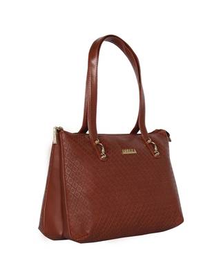 Esbeda Tan Color Embossed Textured Handbag For Women 10