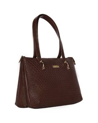 Esbeda Brown Color Embossed Textured Handbag For Women 10