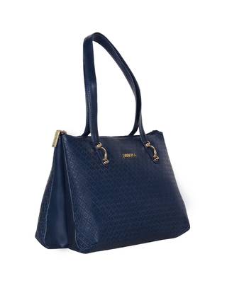 Esbeda Blue Color Embossed Textured Handbag For Women 10