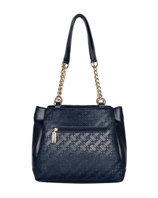 Esbeda Blue Color Embossed Textured Handbag For Women 11