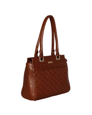 Esbeda Tan Color Solid Pattern Textured Handbag For Women 10