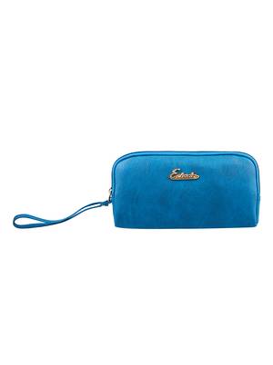 Esbeda M-Blue Color Solid Pu Synthetic Material Pouch For Womens 1