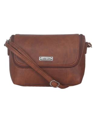 Esbeda Brown color Solid Slingbag for womens 2