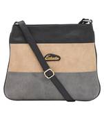 Esbeda Black Color Stripe Pu Synthetic Material Slingbag For Women