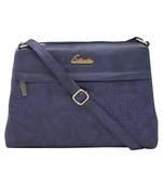 Esbeda D-Blue Color Stripe Pu Synthetic Material Slingbag For Women