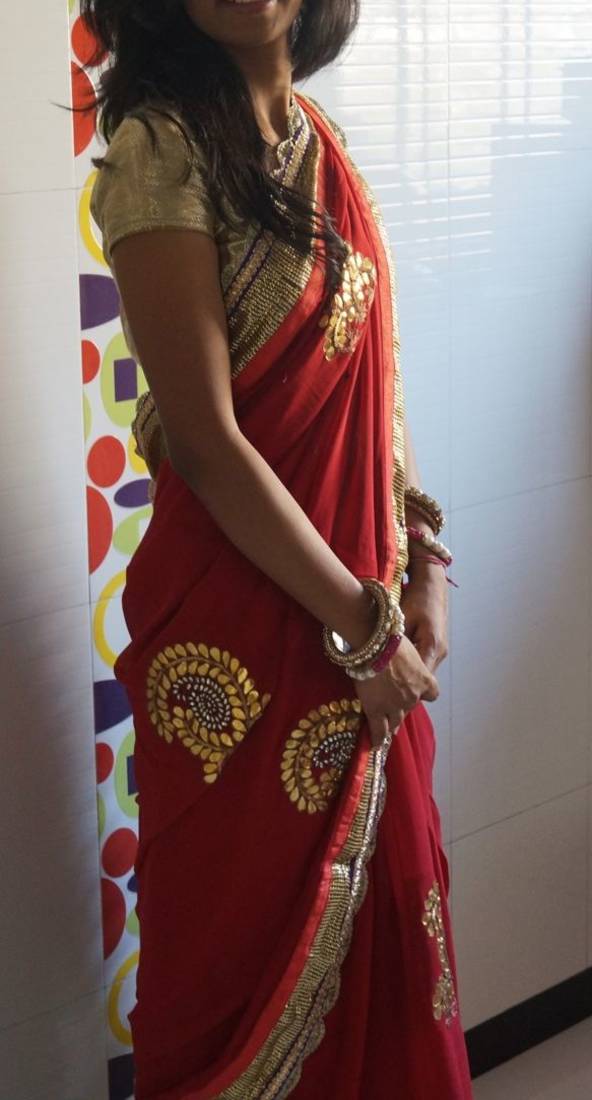 Gota and kudan work saree