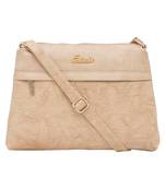 Esbeda Beige Color Stripe Pu Synthetic Material Slingbag For Women