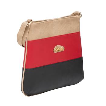 Esbeda Beige Color Stripe Pu Synthetic Material Slingbag For Women 7