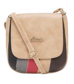 Esbeda Beige Color Stripe Pu Synthetic Material Slingbag For Women