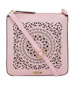 Esbeda Pink Cutwork Pu Synthetic Material Slingbag For Women