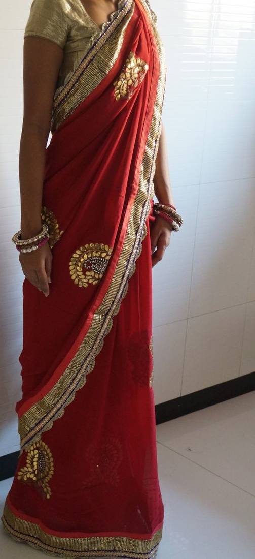 Gota and kudan work saree