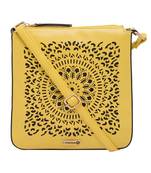 Esbeda Yellow Cutwork Pu Synthetic Material Slingbag For Women