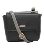 Esbeda Black-Grey Solid Pu Synthetic Material Two Sided Slingbag For Women