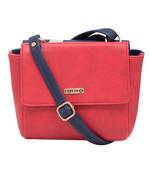 Esbeda Red-D Blue Solid Pu Synthetic Material Two Sided Slingbag For Women