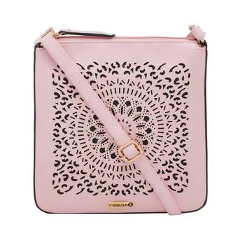 Esbeda Pink Cutwork Pu Synthetic Material Slingbag For Women 2