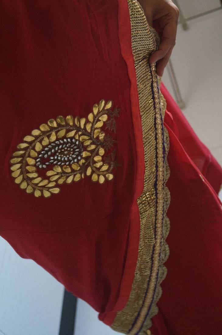 Gota and kudan work saree