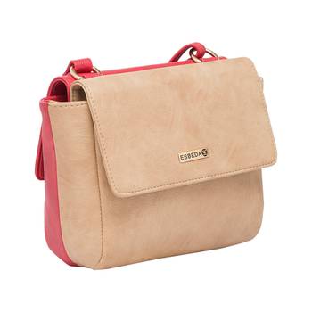 Esbeda Red-Beige Solid Pu Synthetic Material Two Sided Slingbag For Women 7
