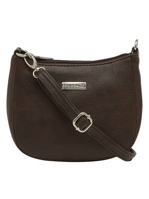 Esbeda Dark Brown Color Solid Pu Synthetic Material Slingbag For Women 2
