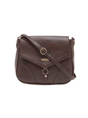 Esbeda Dark Brown Solid Pu Synthetic Material Slingbag For Women 1