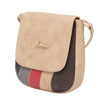 Esbeda Beige Color Stripe Pu Synthetic Material Slingbag For Women 10