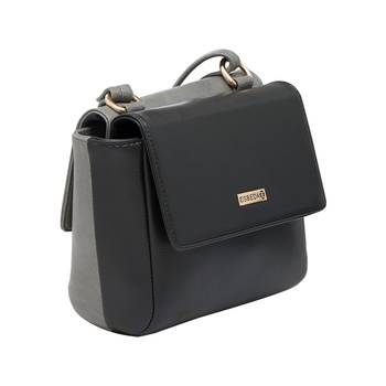Esbeda Black-Grey Solid Pu Synthetic Material Two Sided Slingbag For Women 10