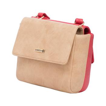 Esbeda Red-Beige Solid Pu Synthetic Material Two Sided Slingbag For Women 11