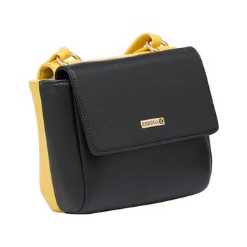 Esbeda Black-Yellow Solid Pu Synthetic Material Two Sided Slingbag For Women 10