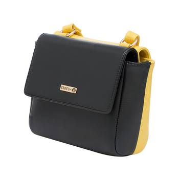 Esbeda Black-Yellow Solid Pu Synthetic Material Two Sided Slingbag For Women 11