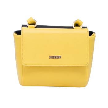 Esbeda Black-Yellow Solid Pu Synthetic Material Two Sided Slingbag For Women 12