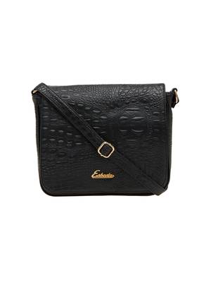 Esbeda Black Textured Pu Synthetic Material Slingbag For Women 2