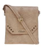 Esbeda Beige Solid Pu Synthetic Material Slingbag For Women