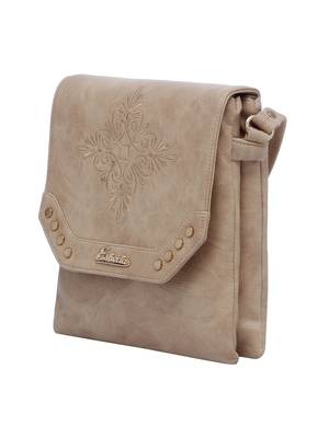 Esbeda Beige Solid Pu Synthetic Material Slingbag For Women 5