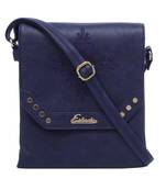 Esbeda D-Blue Solid Pu Synthetic Material Slingbag For Women